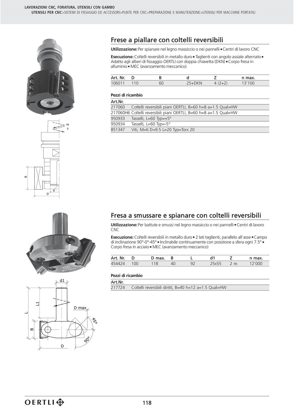 106011 110 60 25+DKN 4 (2+2) 13'100 217060 Coltelli reversibili piani OERTLI, B=60 h=8 a=1.5 Qual=HW 217060H6 Coltelli reversibili piani OERTLI, B=60 h=8 a=1.