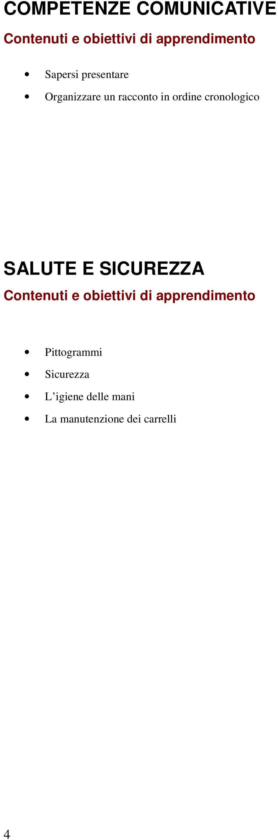 cronologico SALUTE E SICUREZZA Pittogrammi