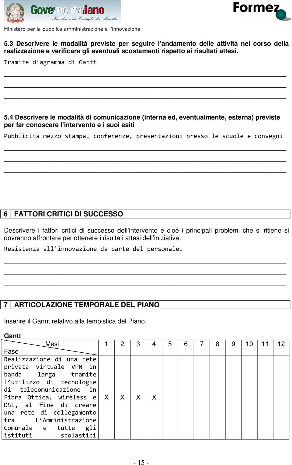 Tramite diagramma di Gantt 5.