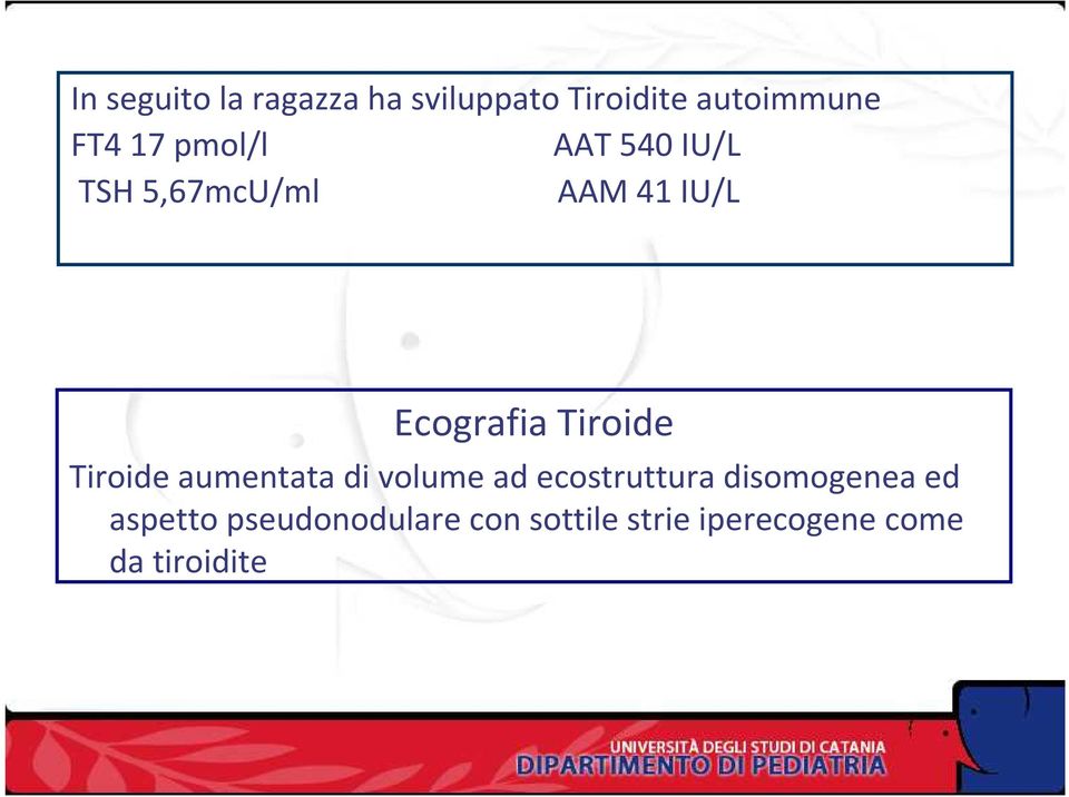 Tiroide Tiroide aumentata di volume ad ecostrutturadisomogenea