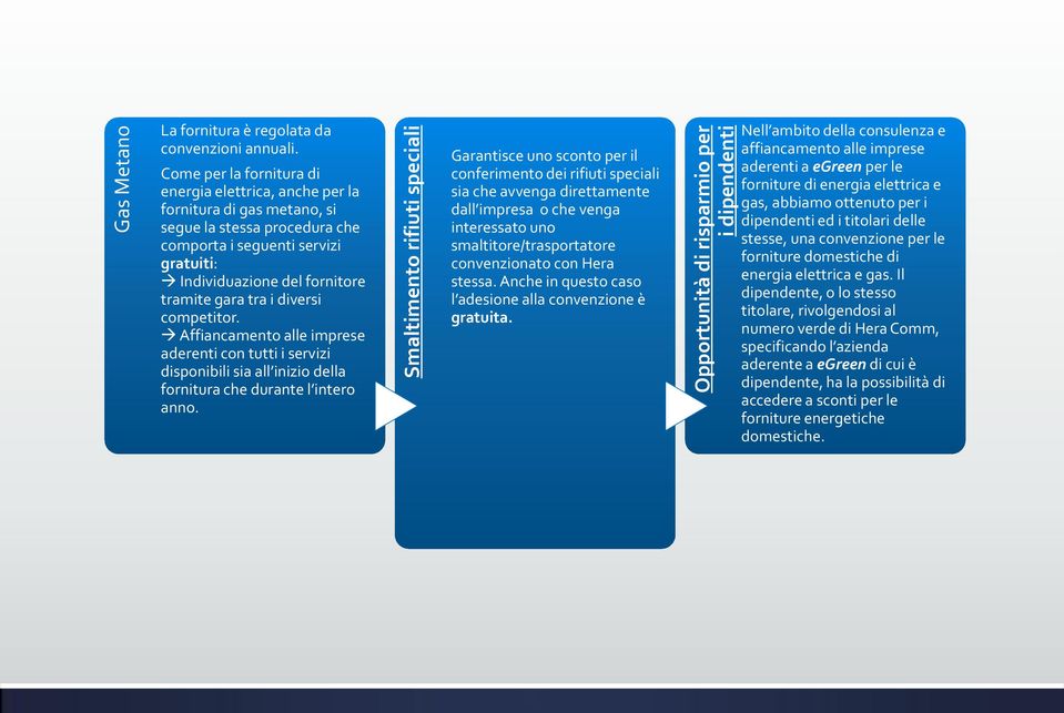 i diversi competitor. Affiancamento alle imprese aderenti con tutti i servizi disponibili sia all inizio della fornitura che durante l intero anno.