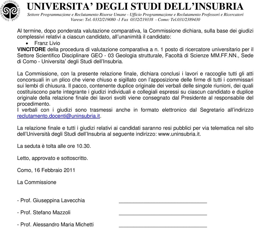 , Sede di Como - Universita degli Studi dell Insubria.