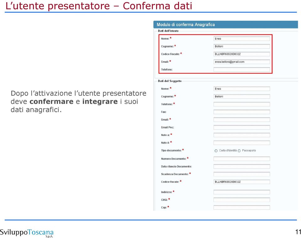 presentatore deve confermare e