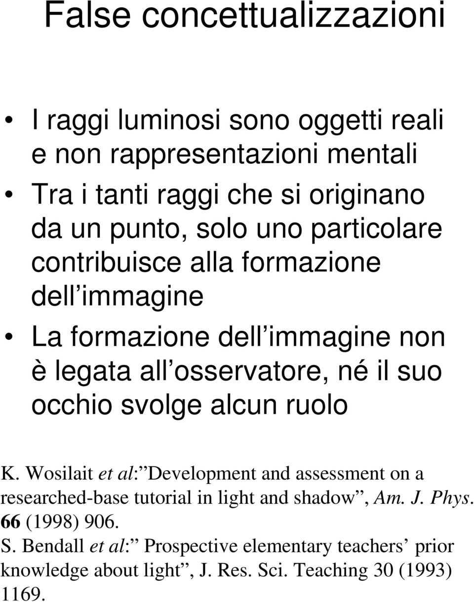 suo occhio svolge alcun ruolo K. Wosilait et al: Development and assessment on a researched-base tutorial in light and shadow, Am. J.