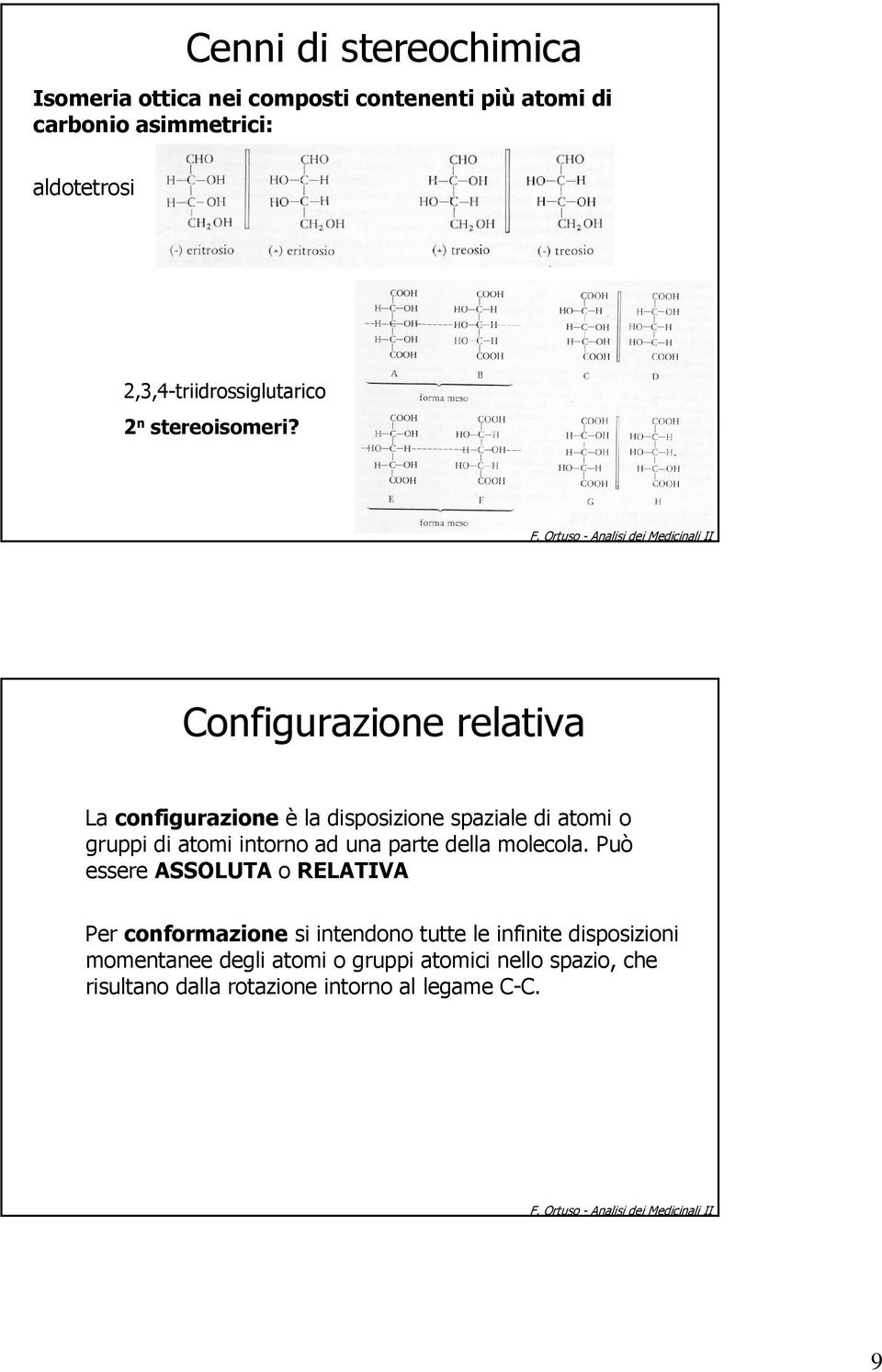 Configurazione relativa La configurazione è la disposizione spaziale di atomi o gruppi di atomi intorno ad una parte della