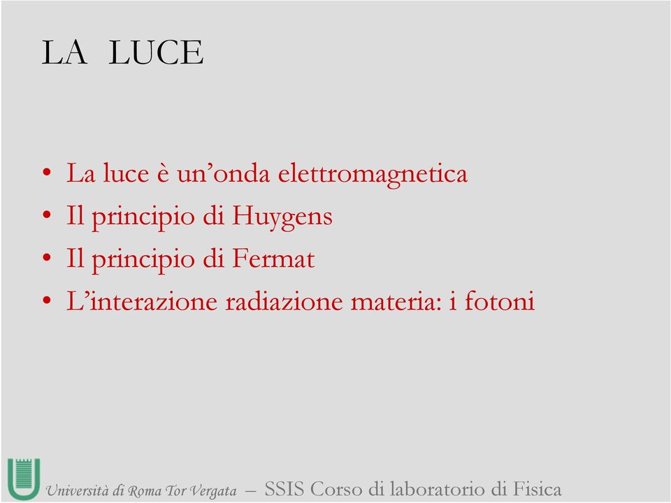 Huygens Il principio di Fermat L