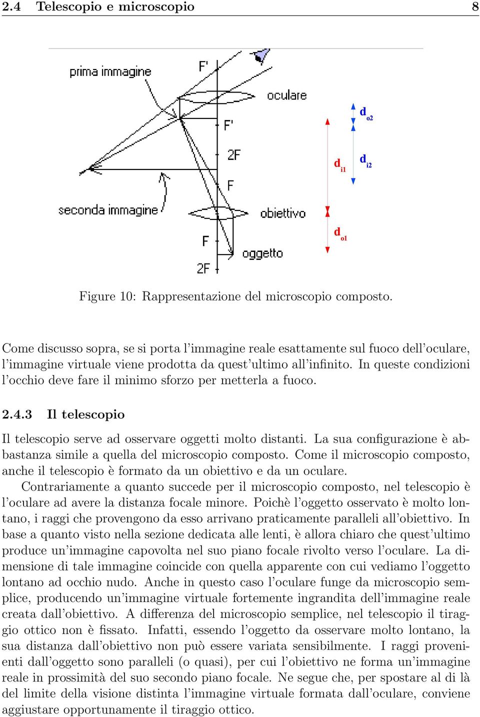 In queste condizioni l occhio deve fare il minimo sforzo per metterla a fuoco. 2.4.3 Il telescopio Il telescopio serve ad osservare oggetti molto distanti.