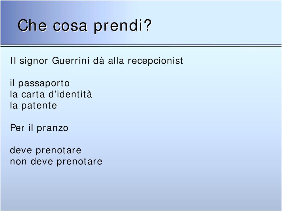 recepcionist il passaporto la carta d