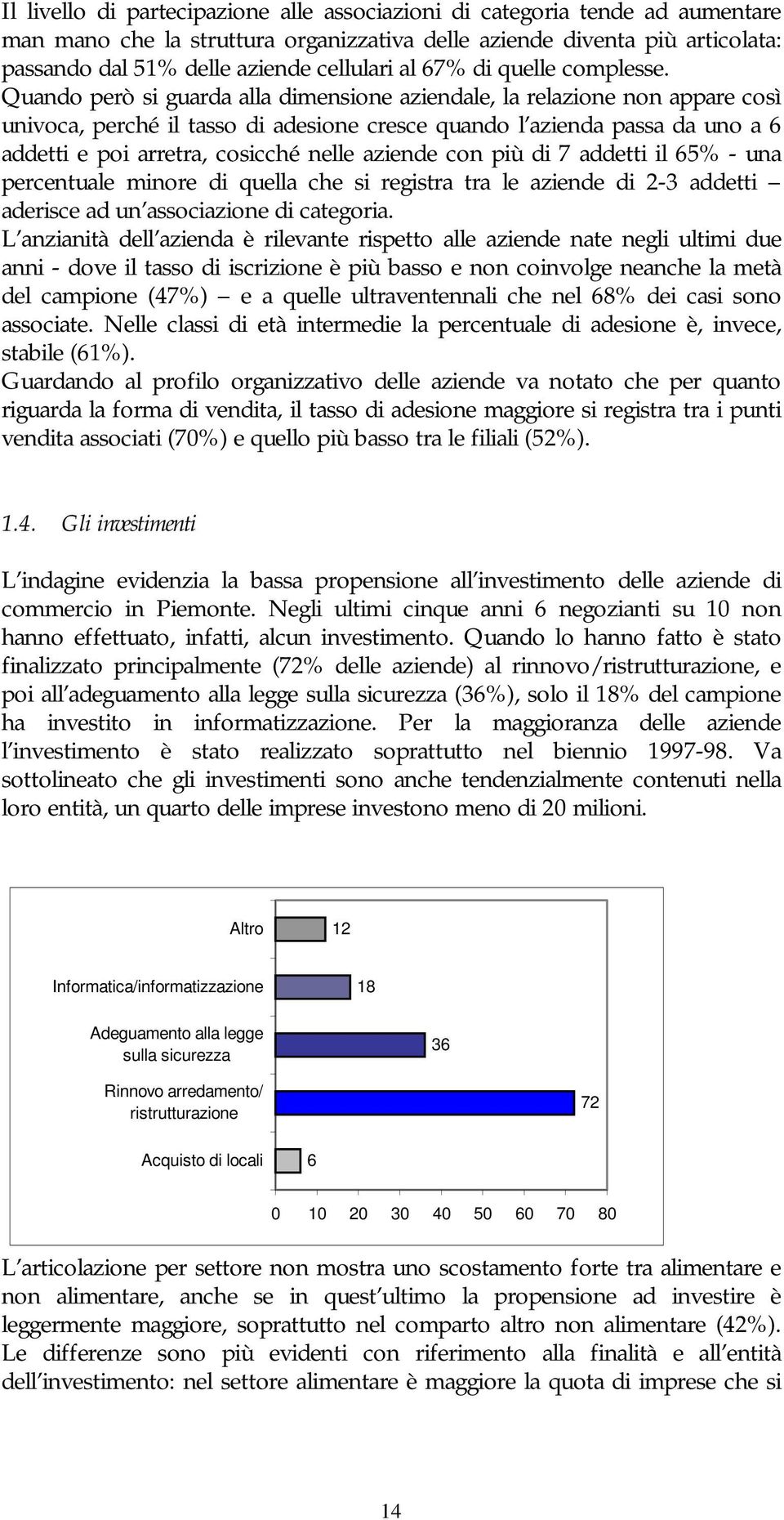 Quando però si guarda alla dimensione aziendale, la relazione non appare così univoca, perché il tasso di adesione cresce quando l azienda passa da uno a 6 addetti e poi arretra, cosicché nelle