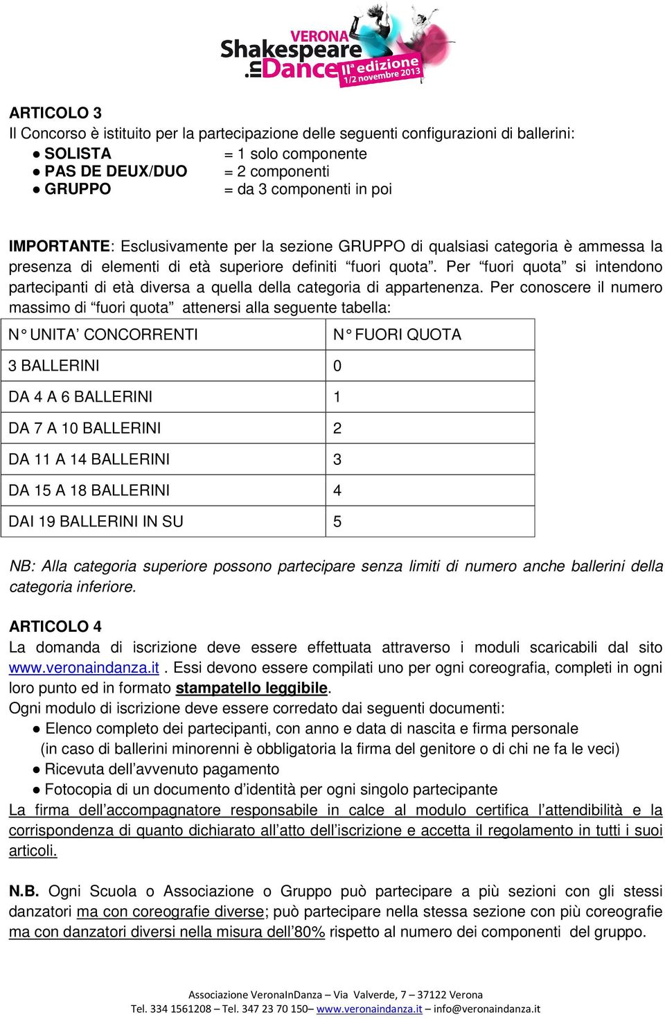 Per fuori quota si intendono partecipanti di età diversa a quella della categoria di appartenenza.