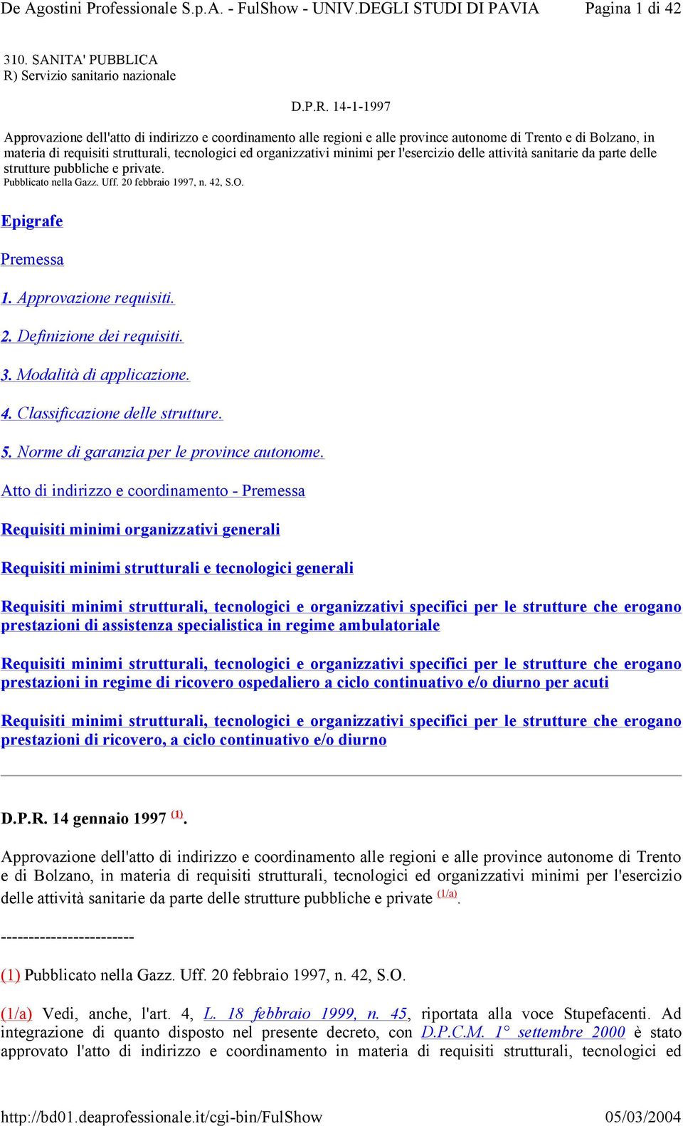 quisiti minimi organizzativi generali D.P.R.