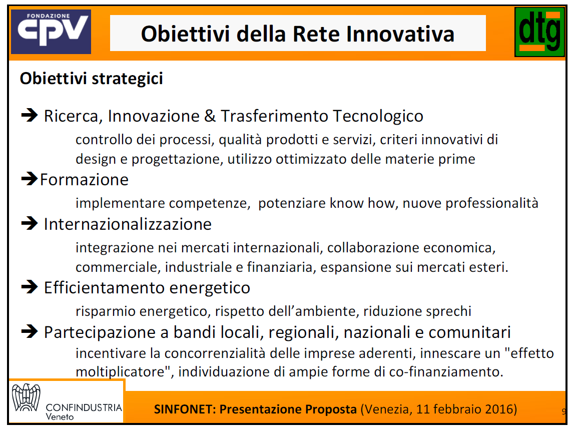 RETE SINFONET SIDERURGIA (Confindustria Vicenza) TRAIETTORIE DI RICERCA Introduzione, con le personalizzazioni richieste da ogni singolo materiale e processo, di sistemi intelligenti per il controllo