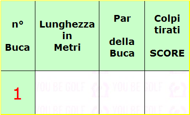 Parte SX (Prima di tirare al Green): n Buca Lunghezza in Metri Par della Buca Colpi tirati SCORE FAIRWAY? -=Par 3 Green? -=Par 4 o 5 Green? -=Par 5 o 3 Colpo Tirato da? 1=FAIRWAY N Fairway Green?