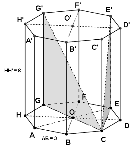 Le diagonali nel prisma retto, a base ottagonale regolare. Conosci: AB = 3 ( cm) ; HH = 8 ( cm) Disegna uno schizzo del solido.