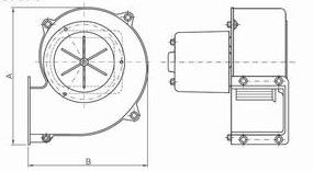 Ventilatori centrifughi In questi ventilatori il percorso dell'aria segue una direzione assiale all'entrata e parallela a un