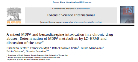 Identificazione dei metaboliti del MDPV : Le urine sono state analizzate tramite un LC-HRMS (Orbitrap) Demetilenil-MDPV-glucuronide; Demetilenil-metil-MDPV-glucuronide