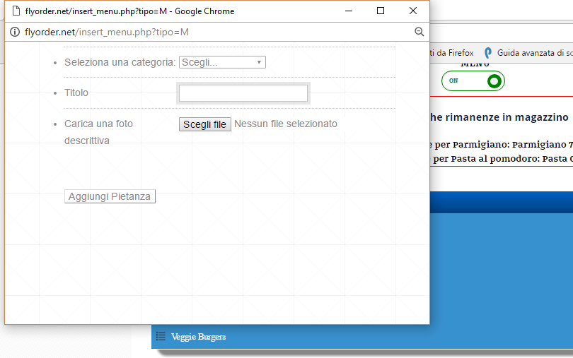 3. Aggiungere una pietanza Facendo clic su Aggiungi Pietanza si aprirà una pagina in cui sarà possibile aggiungere una pietanza al menu.