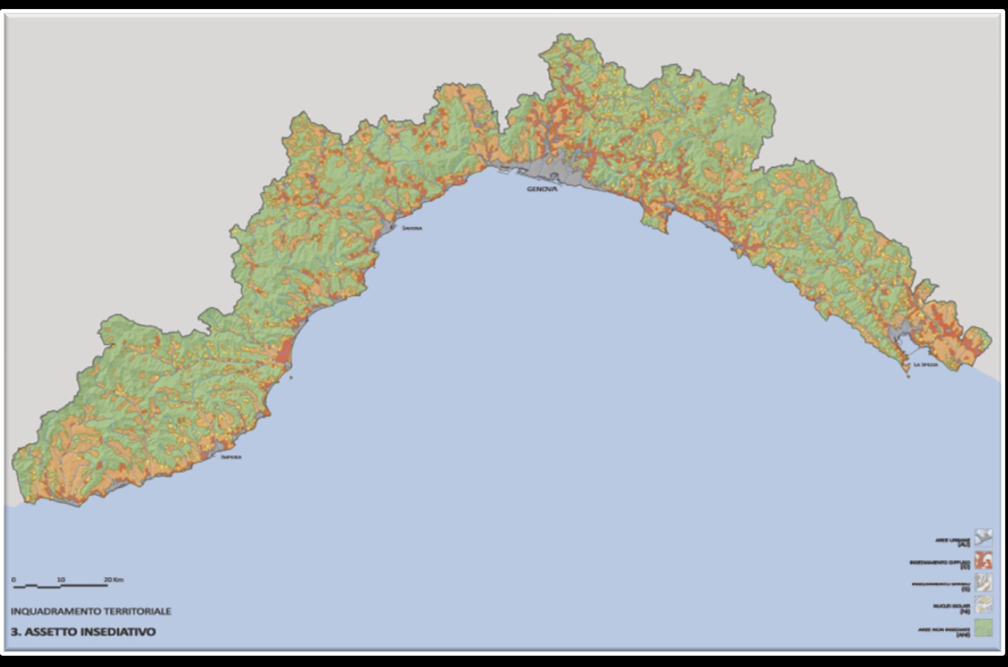 Fonti Dati realizzati da Regione Liguria, «Piano territoriale di coordinamento paesistico, assetto insediativo ed aree