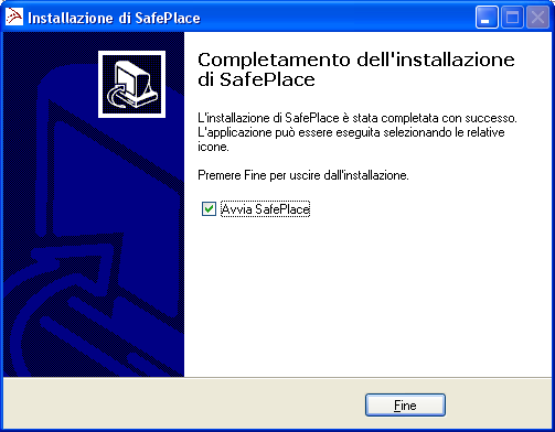 Approvando le impostazione di installazione, verrà lanciata l installazione vera e propria di SafePlace.