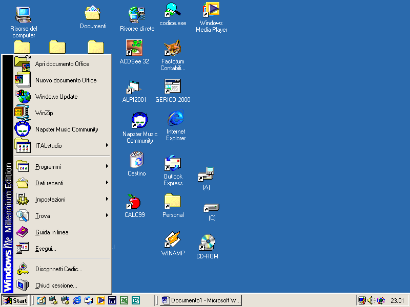Windows 2000/Me Nozioni di base Windows 2000/Me (2000 / MILLENNIUM edition) sfrutta un interfaccia grafica altamente evoluta (fig.1), che può essere gestita quasi interamente tramite il mouse.