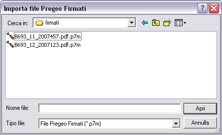 GUIDA OPERATIVA DEL SISTEMA DI GESTIONE DELLA Pag. 141 di 254 Attivando il pulsante Carico, il sistema consentirà di importare il secondo originale firmato selezionandolo da una scelta dall operatore.