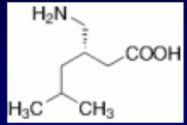 Farmaci antiepilettici: - Meccanismo d azione PREGABALIN - Si lega alla subunità α2-δ dei canali del calcio voltaggiodipendenti con affinità 2-3 volte superiore