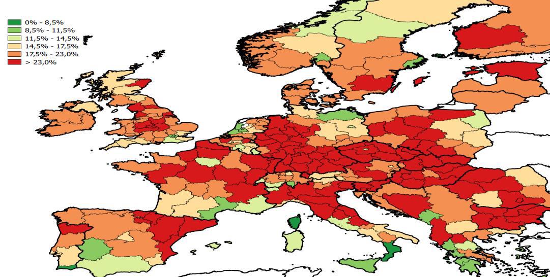 degli addetti manifatturieri sul totale addetti (fonte: APV