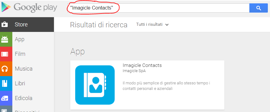 1.3.2 Installazione su dispositivi Android Imagicle Contacts è disponibile gratuitamente sul sito web Google Play, se si dispone di un PC connesso ad Internet e al dispositivo Android.
