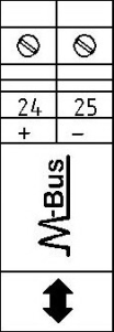 COLLEGAMENTO RETE M-BUS Gli ingressi MBUS (24 e 25) sono dedicati al collegamento del calcolatore con una rete M-Bus via cavo.