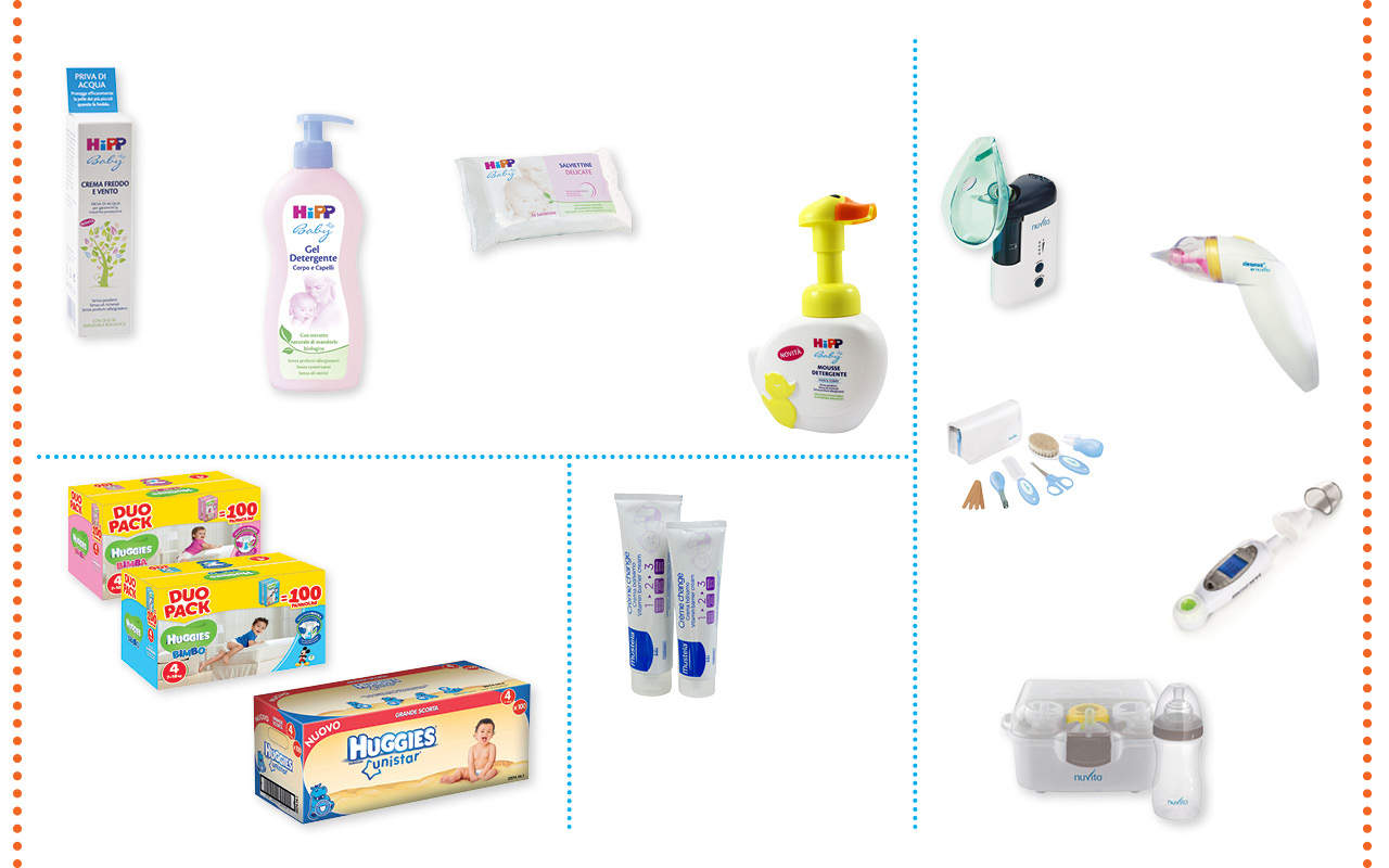 CREMA FREDDO E VENTO Con olio di mandorle biologico. 30 ml. 4.69 3.50 19.90 HUGGIES GRANDE DUO PACK Nelle taglie 3, 4, 5 e 6 (Boy e Girl). SALVIETTINE DELICATE 56 salviettine.