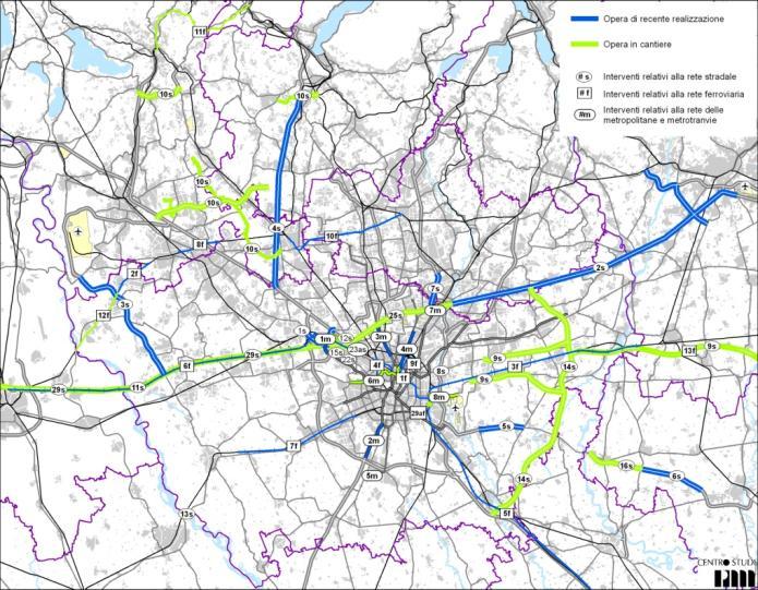 Interventi infrastrutturali per Expo Analizzando lo stato avanzamento degli interventi emerge che: alcune opere sono state concluse (tunnel FNM Castellanza, raccordi RFI-FNM X e Z, M2 Assago, FNM