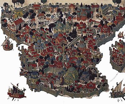 L'IMPERO ROMANO D'ORIENTE Rappresentazione schematica di Costantinopoli nel medioevo.