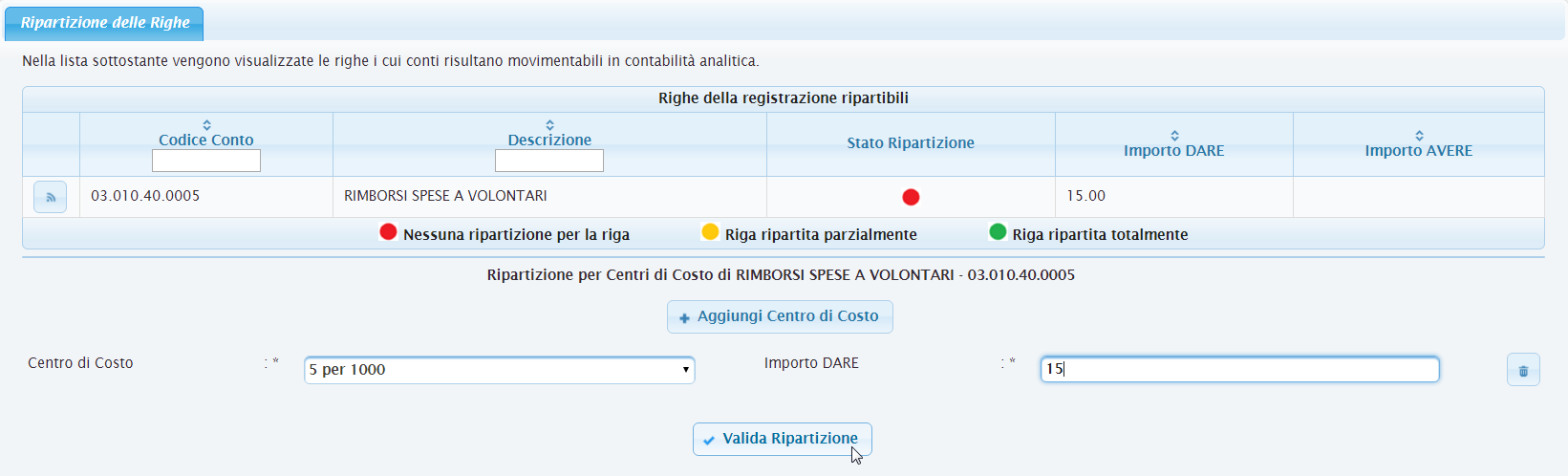 Gestione Contabile Ripartendo le scritture contabili ordinarie in contabilità analitica, l associazione avrà modo di estrarre rendicontazioni sia per centri di costo che per