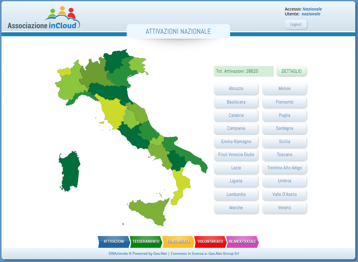 Personalizzazioni ed integrazioni possibili CRUSCOTTO E REPORT verifica delle attivazioni nel territorio verifica dei dati del tesseramento