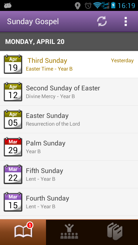Liturgia Lunedì, 20 aprile III Domenica del Tempo di Pasqua Anno B Ieri II Domenica di Pasqua Divina Misericordia Anno B