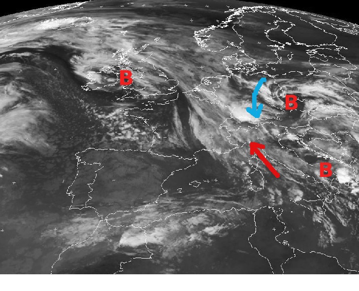 La convergenza di queste correnti ha mantenuto una linea di piogge stazionarie dalla tarda mattinata fino alle ore 18 del pomeriggio del giorno 12, prolungando oltre le previsioni la fase piovosa sul