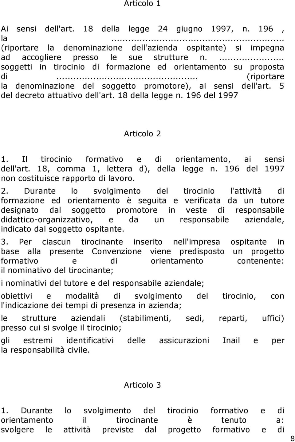 196 del 1997 Articolo 2 