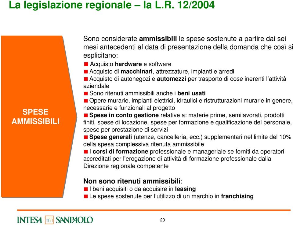 software Acquisto di macchinari, attrezzature, impianti e arredi Acquisto di autonegozi e automezzi per trasporto di cose inerenti l attività aziendale Sono ritenuti ammissibili anche i beni usati