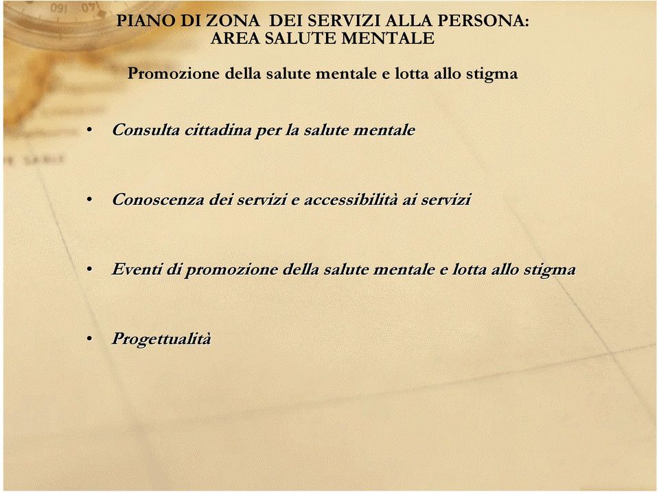 dei servizi e accessibilità ai servizi Eventi di