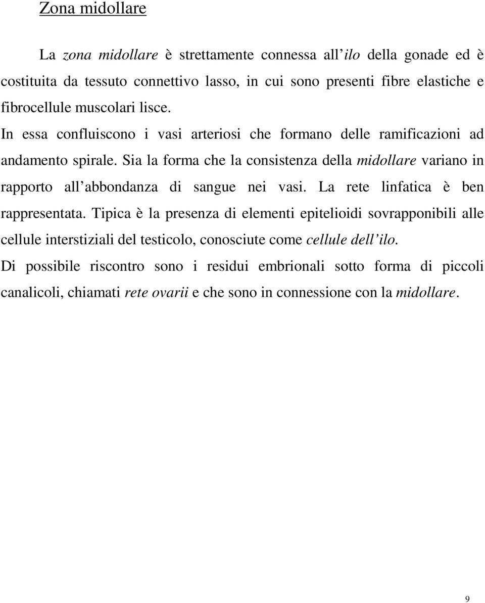 Sia la forma che la consistenza della midollare variano in rapporto all abbondanza di sangue nei vasi. La rete linfatica è ben rappresentata.