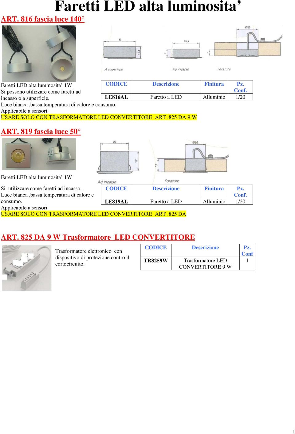 89 fascia luce 50 LE86AL Faretto a LED Alluminio /20 Faretti LED alta luminosita W Si utilizzare come faretti ad incasso. Luce bianca,bassa temperatura di calore e consumo.