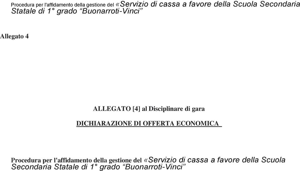 Procedura per l'affidamento della gestione