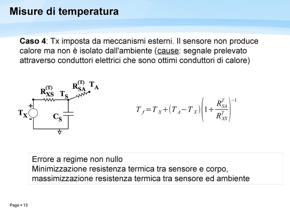 conduttori elettrici che sono ottimi conduttori di calore) )( T f =T X +(T A T 1+ R T SA X T ) 1 R XS