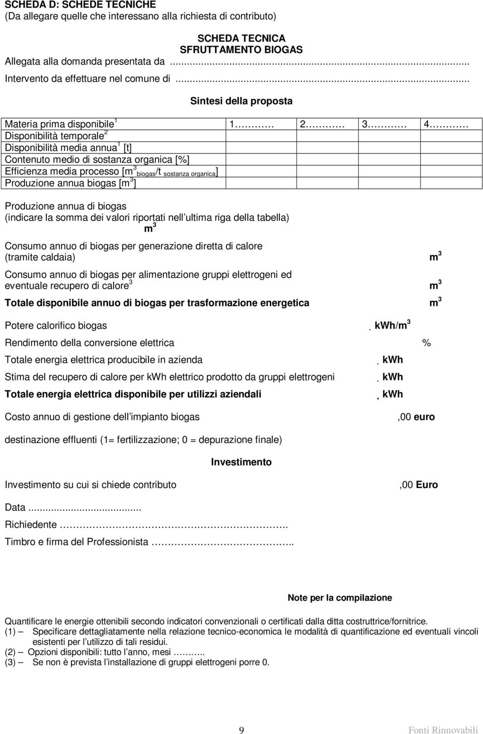 .. Sintesi della proposta Materia prima disponibile 1 1 2 3 4 Disponibilità temporale 2 Disponibilità media annua 1 [t] Contenuto medio di sostanza organica [%] Efficienza media processo [m 3