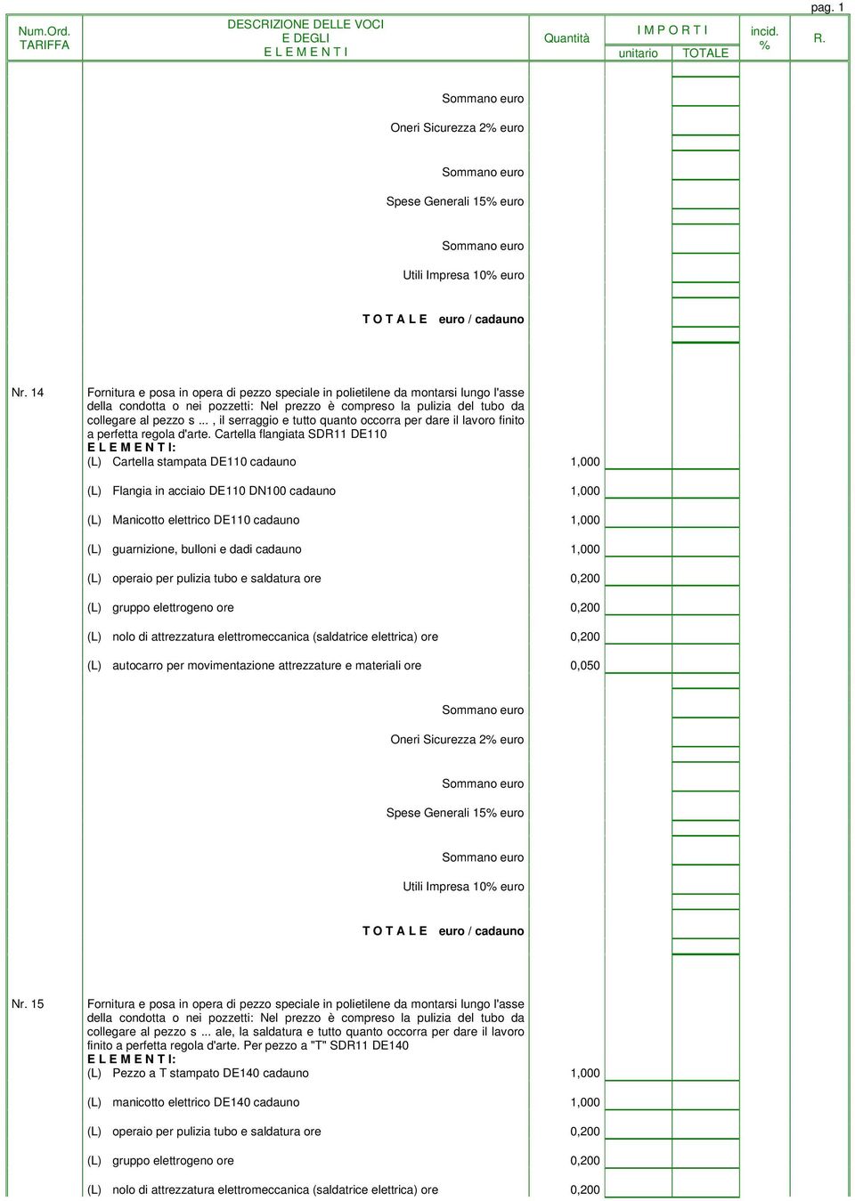 elettrico DE110 cadauno 1,000 (L) guarnizione, bulloni e dadi cadauno 1,000 Nr. 15 collegare al pezzo s.