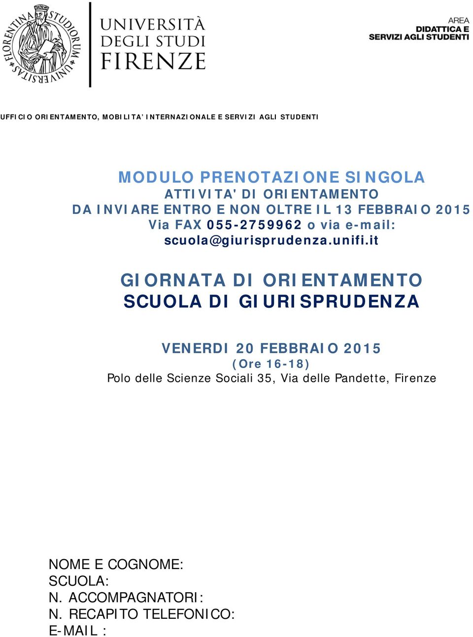 it SCUOLA DI GIURISPRUDENZA VENERDI 20 FEBBRAIO 2015 (Ore 16-18) Polo
