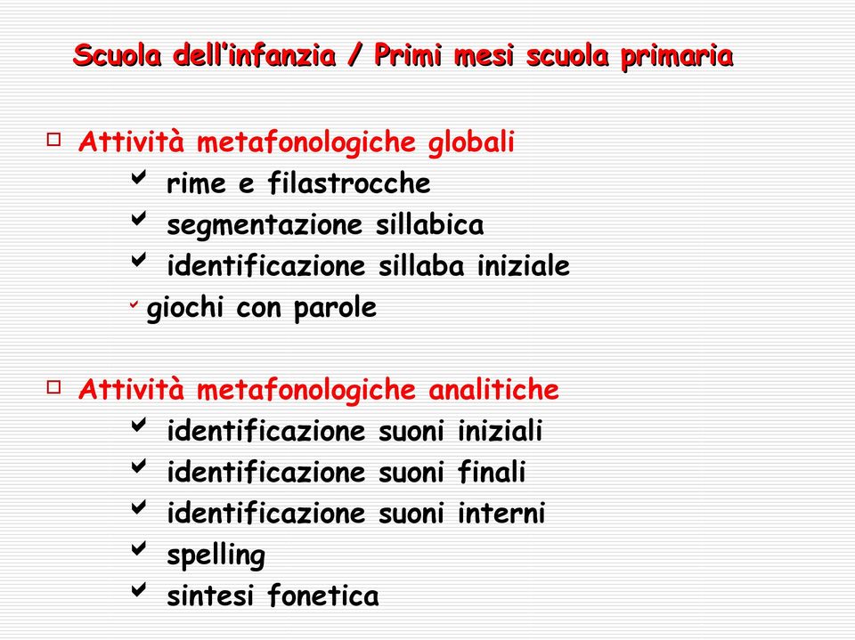 giochi con parole Attività metafonologiche analitiche identificazione suoni