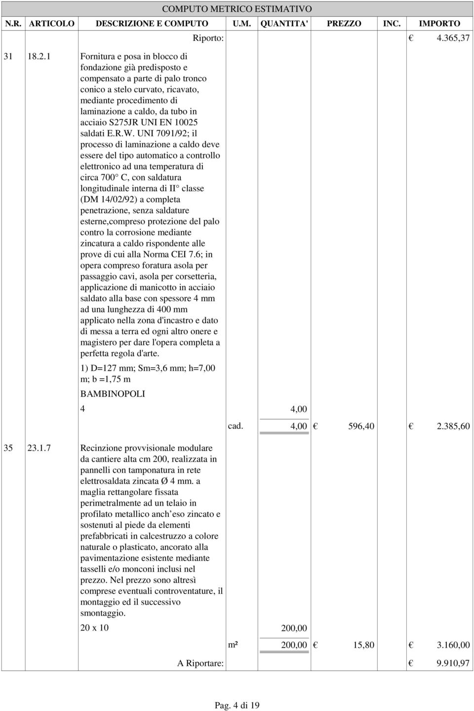 S275JR UNI EN 10025 saldati E.R.W.