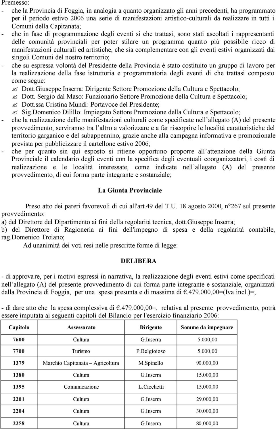 possibile ricco di manifestazioni culturali ed artistiche, che sia complementare con gli eventi estivi organizzati dai singoli Comuni del nostro territorio; - che su espressa volontà del residente