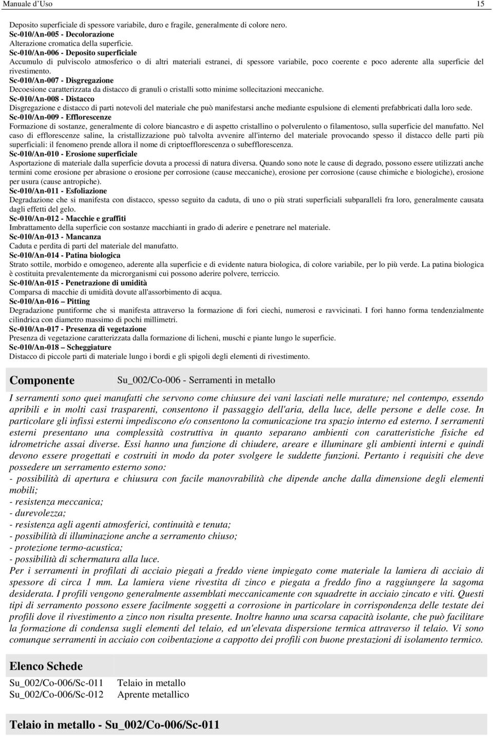 Sc-010/An-007 - Disgregazione Decoesione caratterizzata da distacco di granuli o cristalli sotto minime sollecitazioni meccaniche.